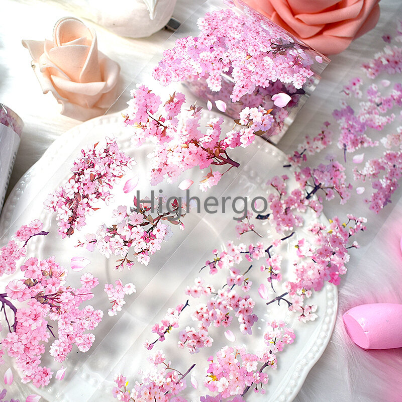 2 m/rotolo Sakura Flower PET Tape Washi Tapes nastro adesivo decorativo per adesivi Scrapbooking Journaling Planner Diary Supplies