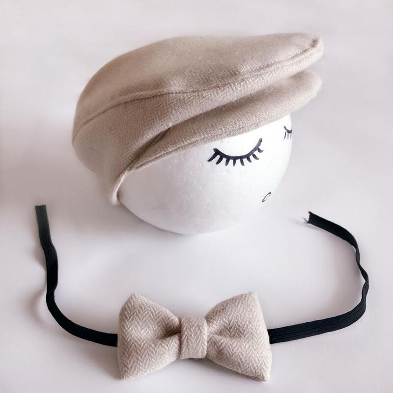 1 Set Cute Baby neonato berretto con visiera berretto regolabile Lace Up Bow Toddler Photo Photography Prop Outfit