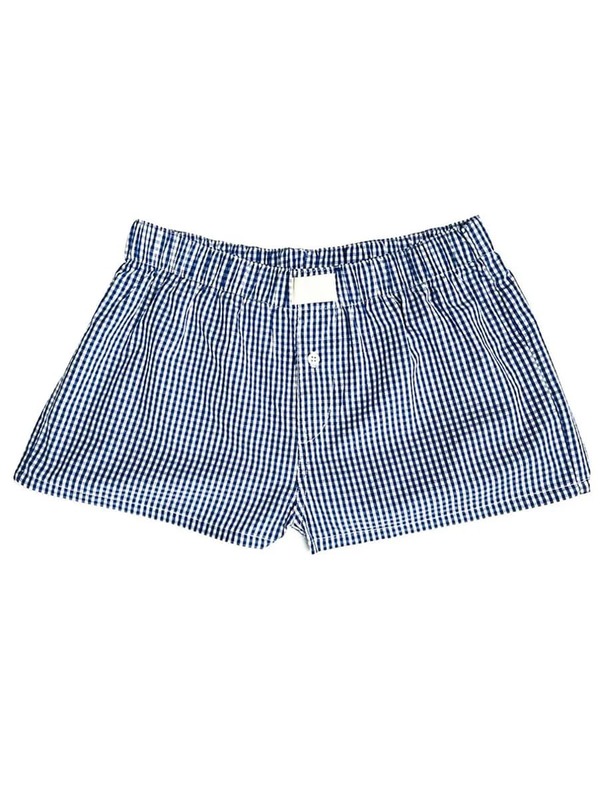 Frauen Pyjama Shorts Micro Boxershorts y2k süße Gingham Schlaf Lounge Shorts karierte Plaid Button pj Mini Shorts