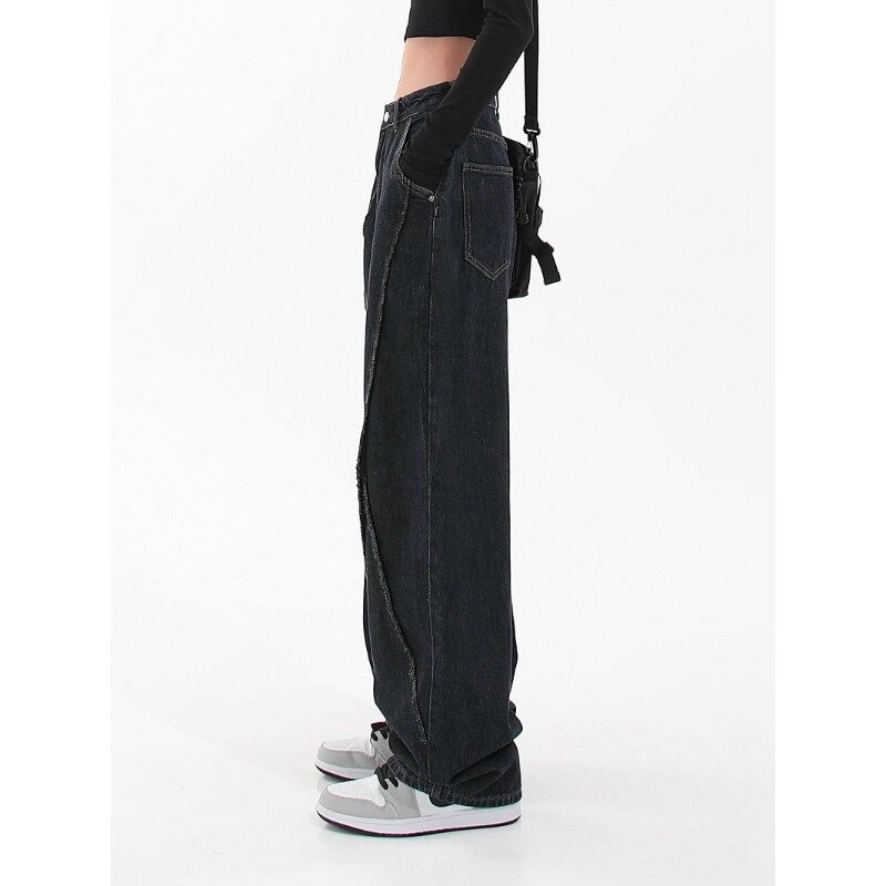 Мужские и женские повседневные мешковатые джинсы свободного покроя с вышивкой черные прямые брюки Y2k джинсы для женщин в стиле бойфренд 5XL