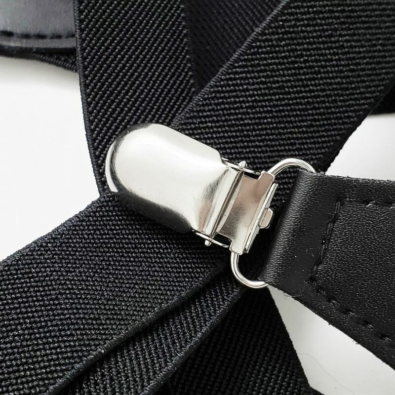 FJJ-Bretelles réglables pour hommes, bretelles réglables, ceinture élastique, clips de bretelles pour pantalons de face