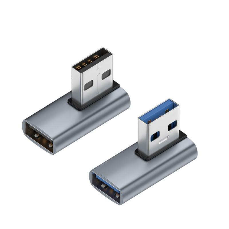 RYRA adaptor USB siku 90 derajat, konektor adaptor USB 3.0 A Male ke A Female kiri kanan siku untuk Laptop PC Tablet adaptor USB