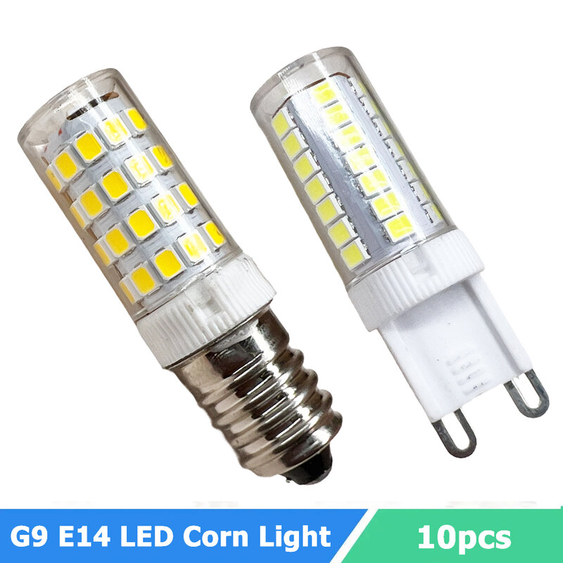 Mini lâmpadas de milho LED para candelabro doméstico, lâmpada elétrica, substituir a luz de halogênio, G9, E14, 7W, 9W, 12W, 15W, 18W, 220V, 10pcs