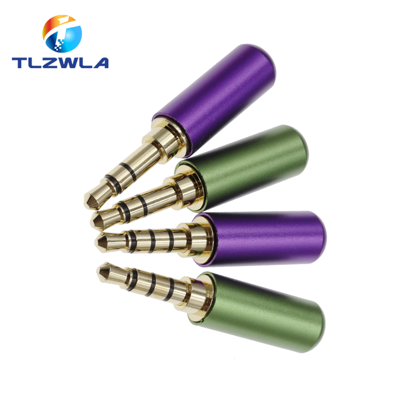 Copper 3/4 Pole 3.5MM Plug Male Headphone Jack with Clip 3.5MM Stereo Audio Connector for 4mm Cable Adapter