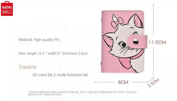 Miniso Disney Cartoon Mary Cat Multi Card Anti Demagnetisatie Rijbewijs Set Mode Opbergtas Voor Dames