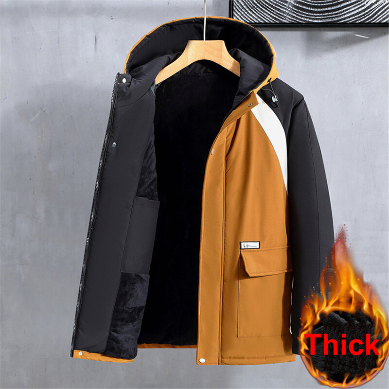 เสื้อแจ็คเก็ตขนแกะหนาสำหรับผู้ชาย, เสื้อโค้ทไซส์ใหญ่11XL 10XL แฟชั่นงานเย็บปะต่อเสื้อคลุม11XL ฤดูหนาว