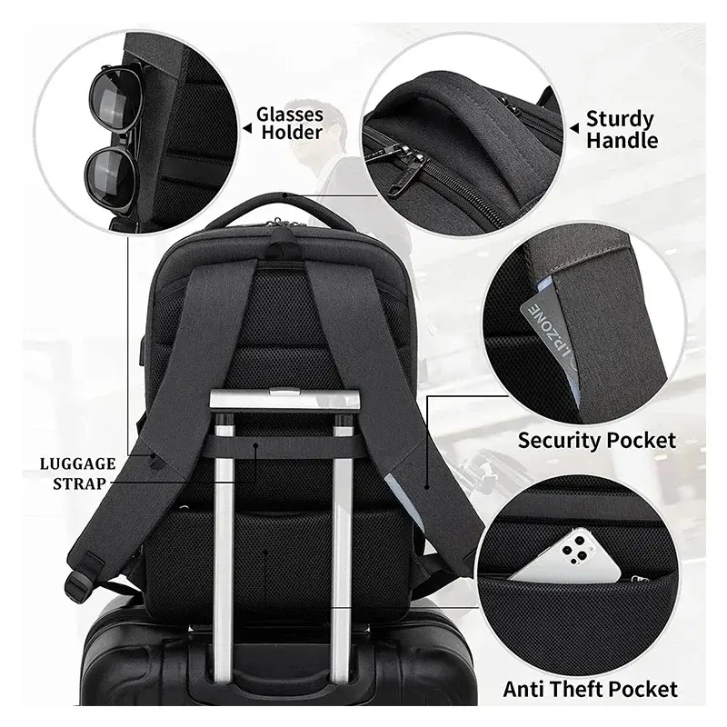 Men's 17.3''Laptop Backpack Large Capacity Travel Backpack Mochila Multifuncion Business Backpack Oxford Wear-resistant Backpack