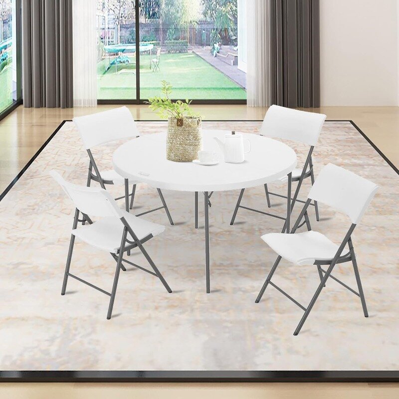 Складной круглый стол byrisal, 48 дюймов, два сложения, белый пластиковый круглый стол для открытых банкетных столов, свадебных торжеств
