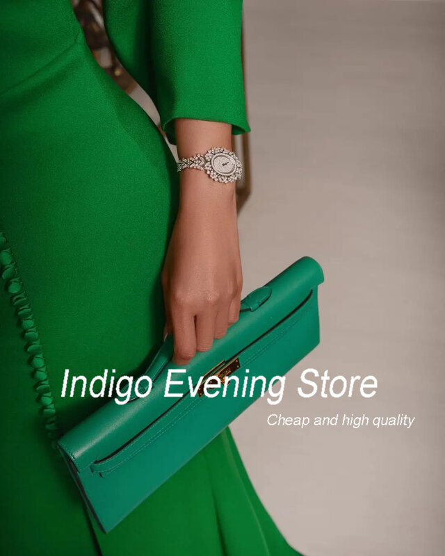 Вечерние платья Индиго из Саудовской Аравии с круглым вырезом и длинными рукавами, женские элегантные деловые платья с высоким разрезом, официальное платье из искусственной кожи