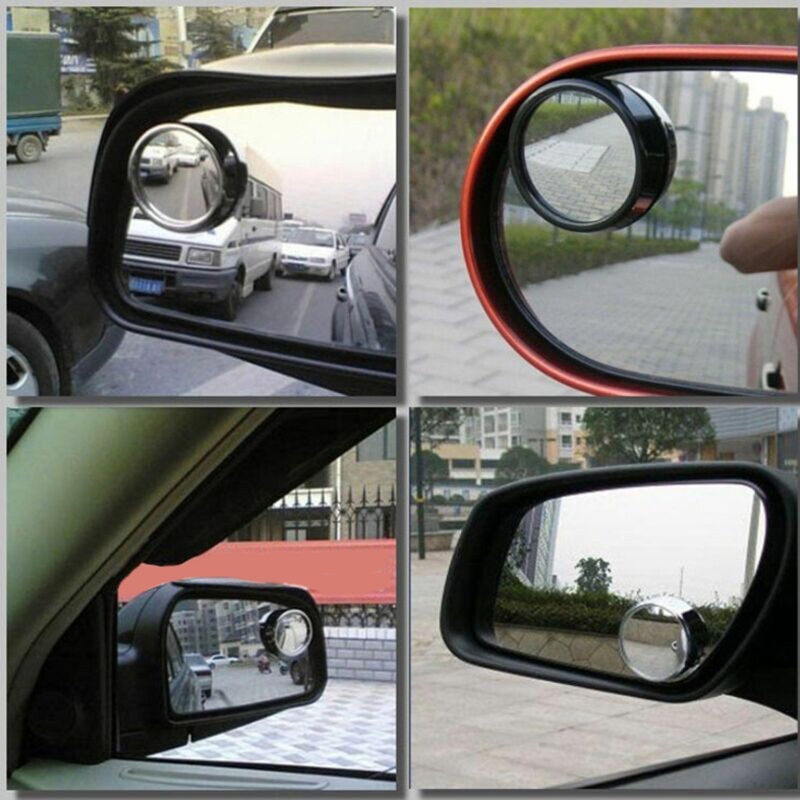 2*Car Rearview Mirror Van Blind Spot Convex Wide-angle (100R) Lens Side View Wide Angle Adjustable 360 Degree Rotation