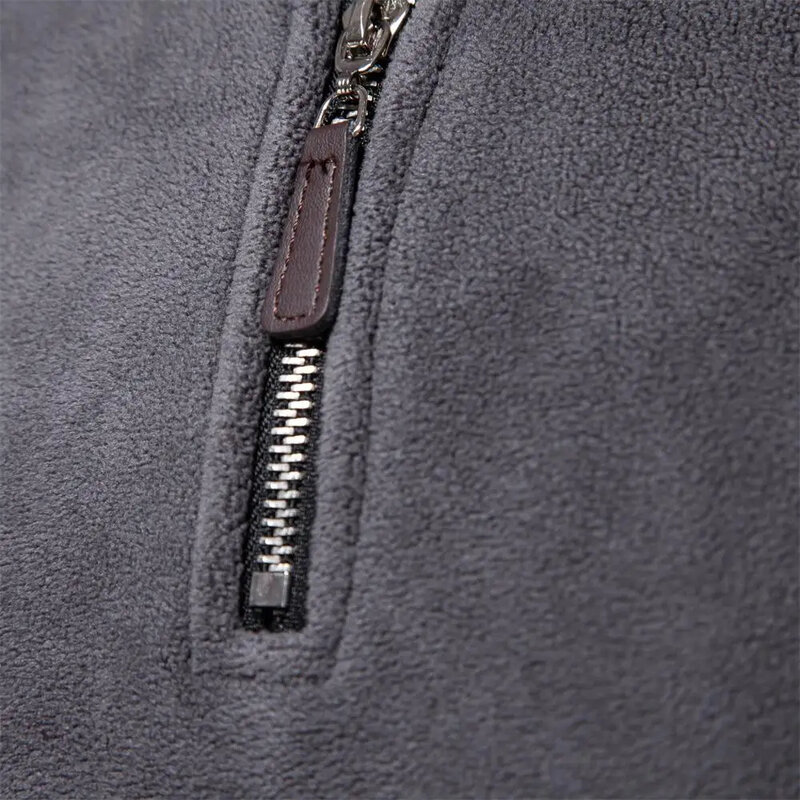 남성용 바람막이 재킷, 지퍼 넥 풀오버, 브랜드 품질, 두껍고 따뜻한 양털, 남성 맨투맨 겨울 의류