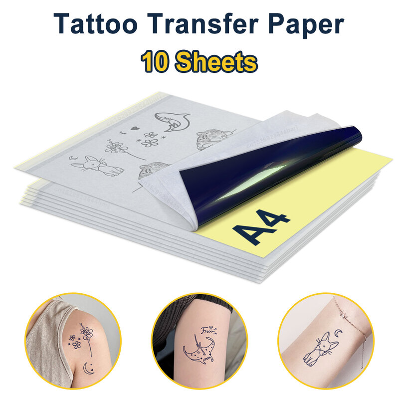 10 листов копировальной бумаги для татуировок, размер А4, термотрафарет, углеродный копировальный аппарат, копировальная бумага, бумага для татуировочной машинки, поставка аксессуаров