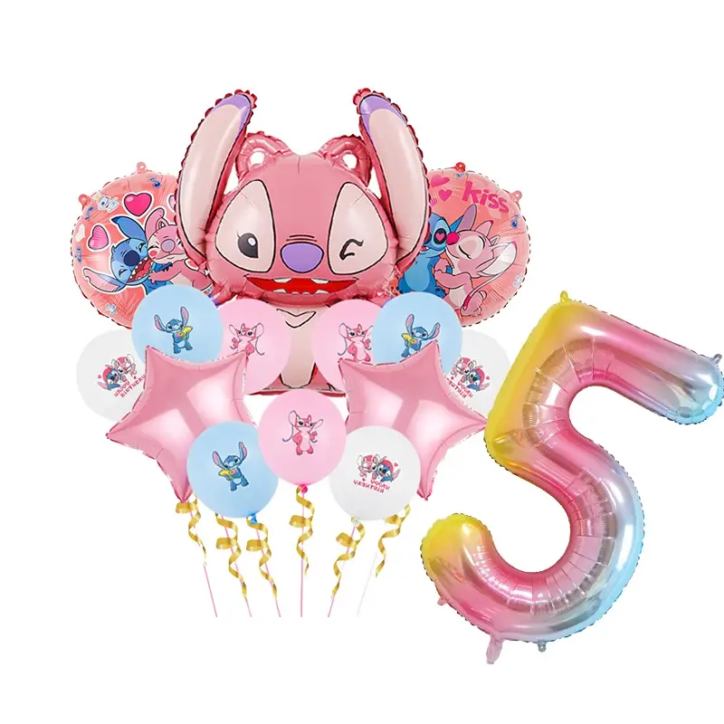 Disney Anime Stitch Decoratie Stripfiguur Thema Servies Engel Ballon Borden Cup Benodigdheden Voor Verjaardagsfeestje Kinderen Meisjes