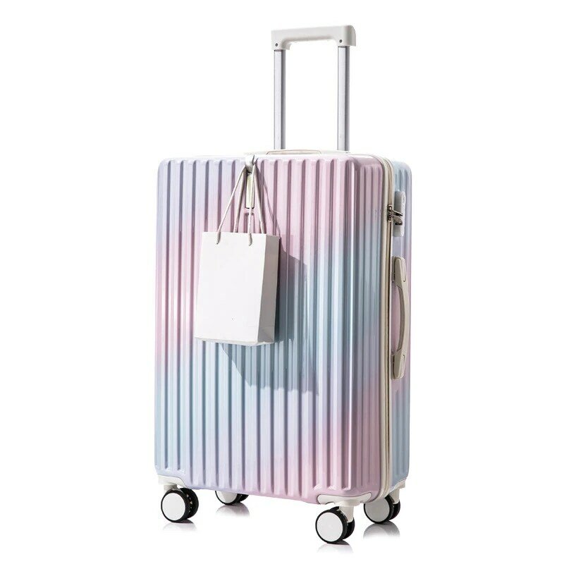 Valigia da viaggio con bagaglio a rotelle sfumato alla moda valigia con gancio anteriore per bagagliaio di grande capacità bagaglio a mano universale silenzioso Unisex