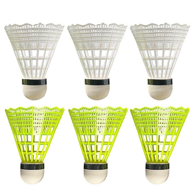 Volants de badminton durables d'intérieur, en plastique et nylon, pour l'entraînement, 3/6 pièces
