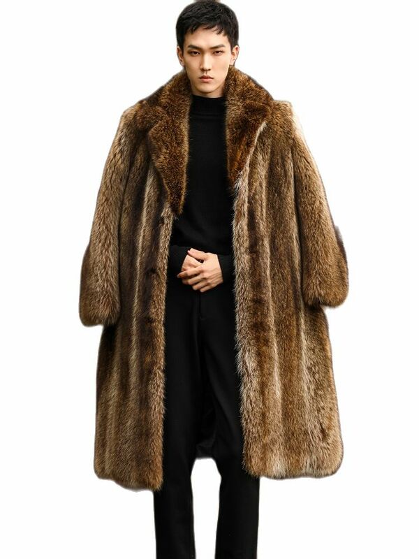 Fangtai 2023 Winter Warm Luxury New Natural  Real Raccoonfur Coat Men Fashion Winter Man Jacket Plus Size Coyote Coat Vest Men