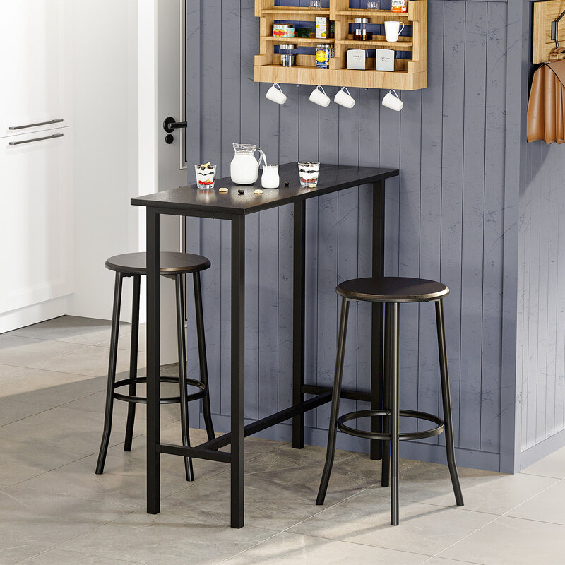 Mesa de Bar con 2 Taburetes de Bar, marco de Metal resistente, juego de mesa de comedor con 2 sillas para cocina, comedor, fiesta de café