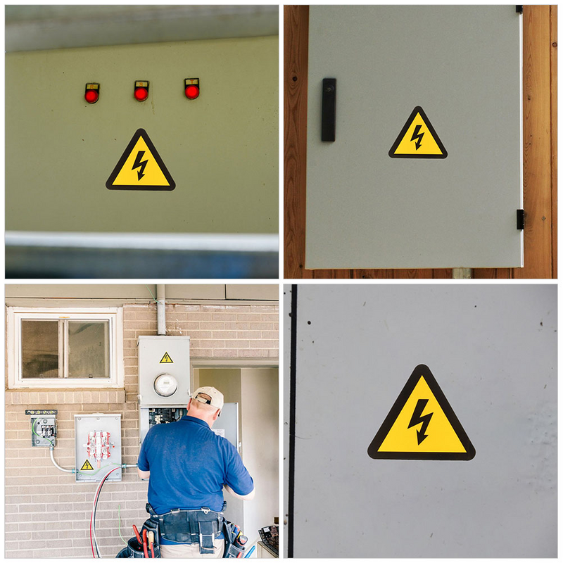 Caution Stickers Waterproof Labels Anti-electric Shock Emblems Electrical Room Sign with Electricity Paper Panel