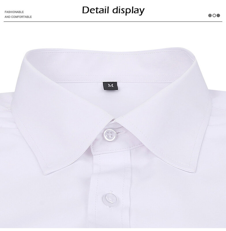 Camisa elástica de manga longa para homens sem rugas-livre fácil cuidado formal casual camisa masculina chemise