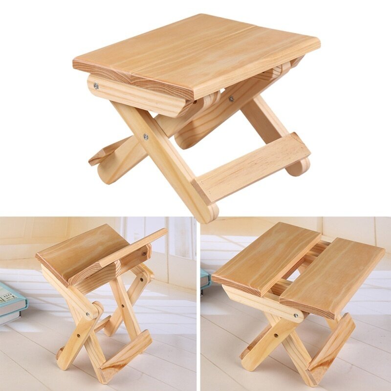 1PC Creative Lightweight Fashion Portable Trendy Wooden Folding Stool for Outdoor Fishing Travel Camping Pinic