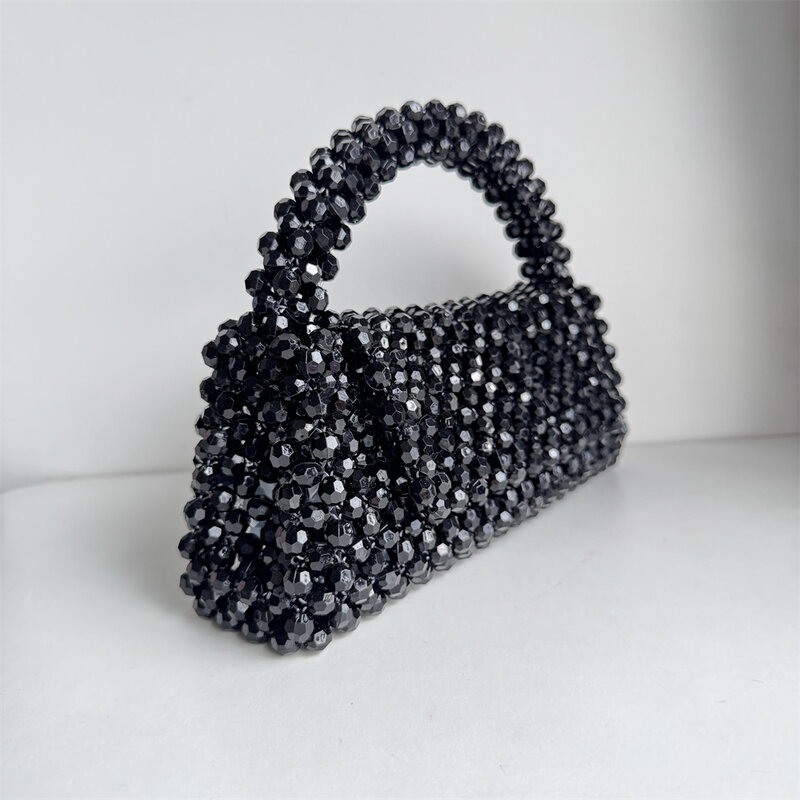 Handmade Bead Bag Big Hand-Woven Handbags Unique Designer Ladies Party Bag Top-handle Phone Purses and Handbags