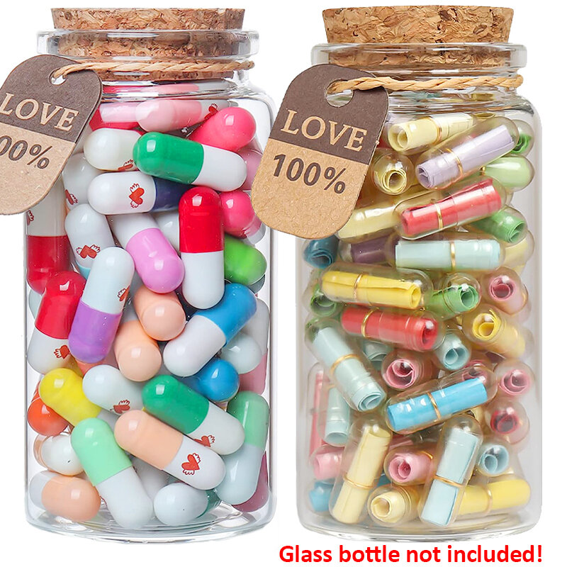 100-500 pz messaggio capsula In bottiglia trasparente lettera amore pillola Emoticon Smile pillole con rotolo di carta matrimonio regalo di san valentino