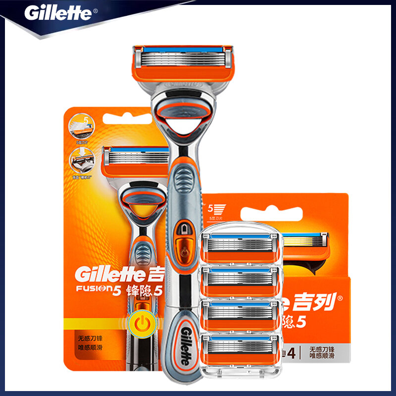 Gillette Shaver Fusion 5 Power Razor macchina da barba manuale 5 strati lame alimentato a batteria per la depilazione del viso da uomo originale