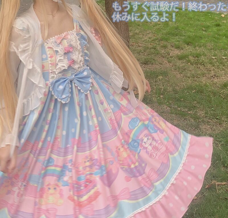 Słodka Lolita Jsk sukienka deser domek dla lalek sukienka pasek JSK sukienka lato sukienka na szelkach japońskie kobiety Kawaii imprezowe sukienki