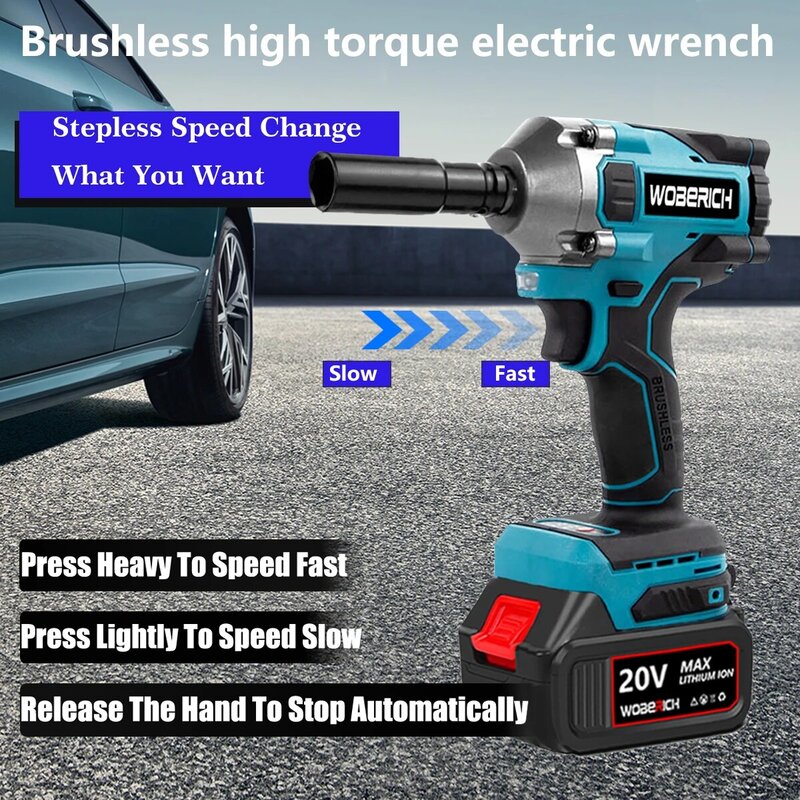1000N.M Brushless Electric Impact Wrench Cordless Electric Wrench 1/2 inch Screwdriver Socket Power Tools for Makita 18V Battery