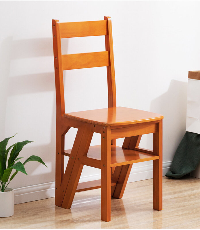 Solid wood ladder chair household ladder chair folding dual-use ladder stool indoor climbing pedal stair multi-function