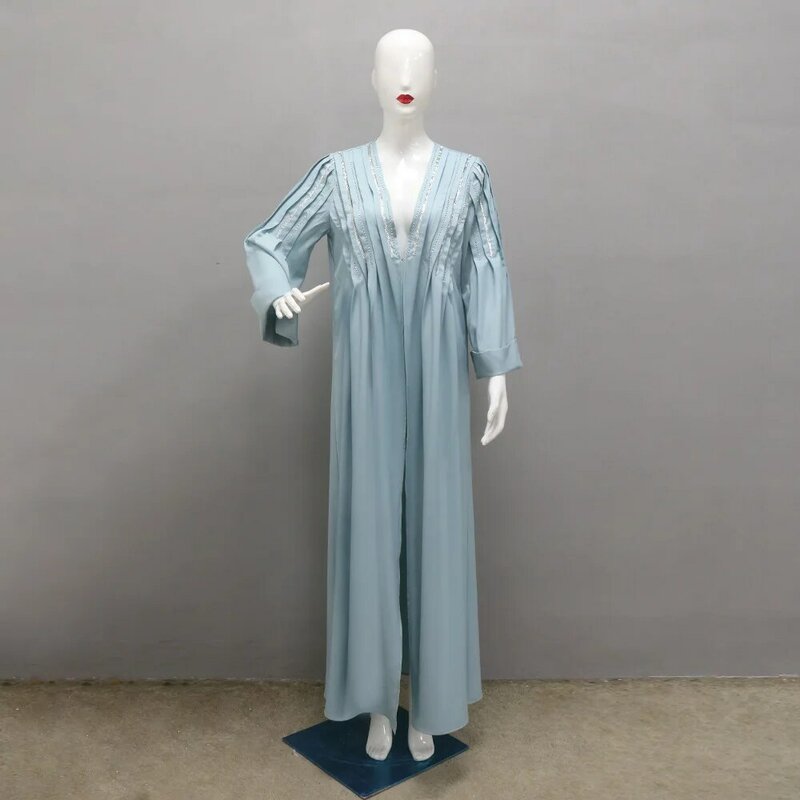 Moda paillettes Abaya per le donne Marocain abito da sera abito musulmano Eid Djellaba Kimono Jalabiya Dubai turchia Robe Abaya