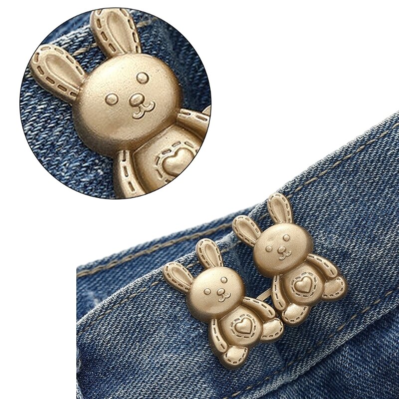Botón ajuste cintura, Pin pantalón conejo, alfileres botón Jean, hebilla cintura ajustable, envío directo