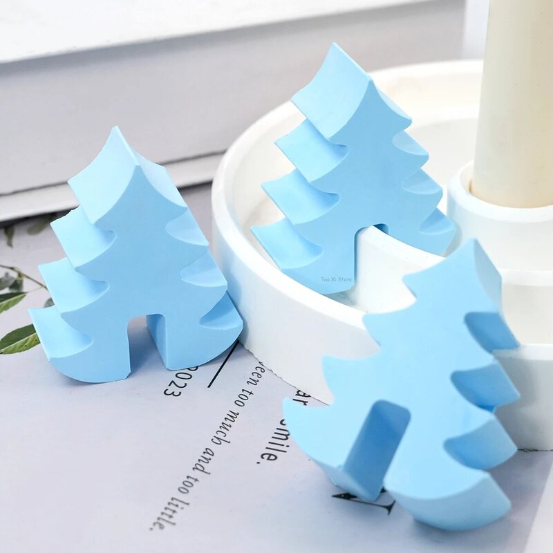 4 Hole Christmas Tree Candlestick Silicone Mold DIY Handmade Aromath Candle Molds Plaster Resin Candle Holder Crafts Making Tool