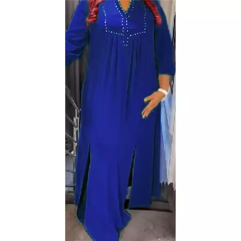 أحادية اللون الشرق الأوسط فستان طويل مسلم للنساء ، أفريقيا رداء حجم كبير ، الحفر الساخن ، S9912