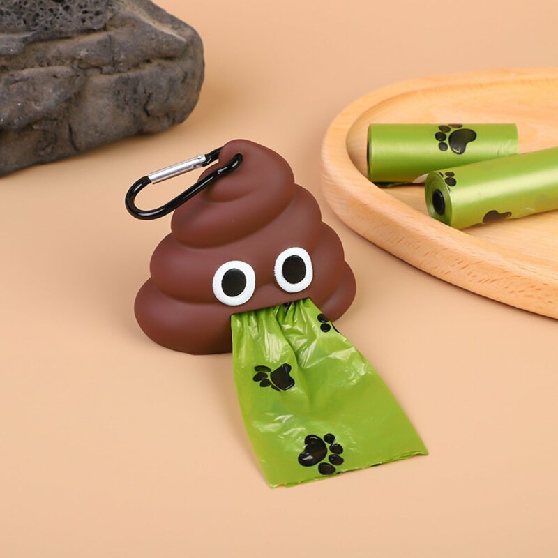 Pet Poop Bag Shit-shaped Dog Cat Waste Bags Portable Dog Poop Dispenser Holder Pets Cleaning Products For Outdoor Pets