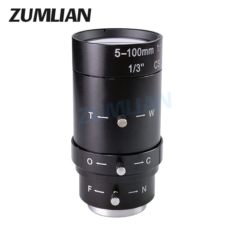 ZUMLIAN 2.0MP CS-Mount 5-100 مللي متر عدسة تشويه عدسة الكاميرا اليدوية عدسة الرؤية 1/3 "F1.6 دليل التركيز التكبير عدسات الكاميرا