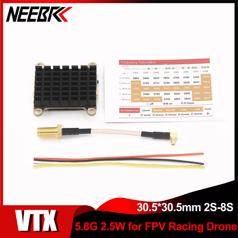 NEEBRC 5,8 Ghz 40CH VTX 25mW 400mW 800mW 1500mW 2500mW 2,5 W 2-8S регулируемый FPV передатчик для радиоуправляемого FPV гоночного дрона