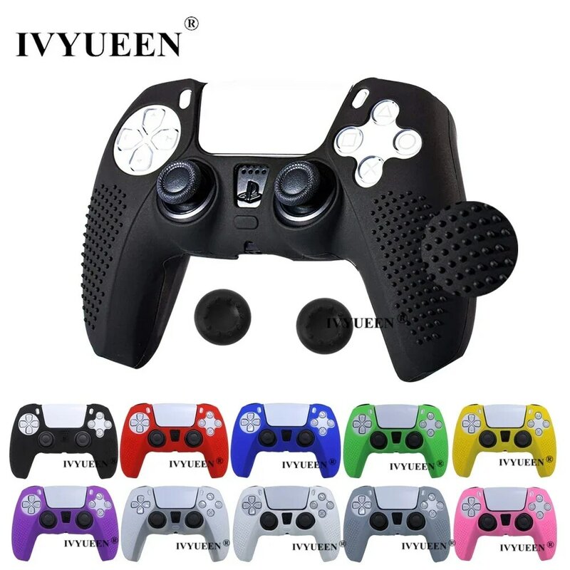 IVYUEEN Anti-slip Silicone Cover Skin for Sony PlayStation Dualshock 5 PS5 Controller Case Thumb Stick Grip Cap for DualSense