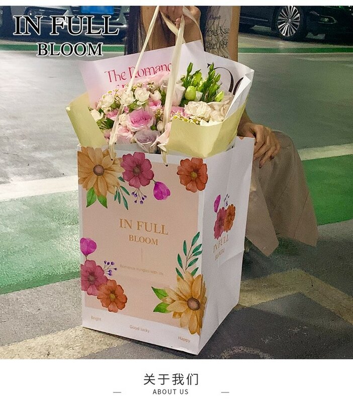 Kwiatowy prezent torba przenośna kompozycja kwiatowa torba na bukiet opakowanie na prezenty pudełko DIY materiał kwiaciarnia kwiatowy kwadratowy pudełko na kwiaty