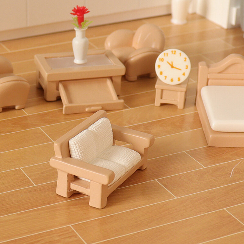 Conjunto de móveis em miniatura para Dollhouse, Pretend Play Toy for Kids, Sala, Decoração do Quarto, Acessórios, 1PC, 12 PCs