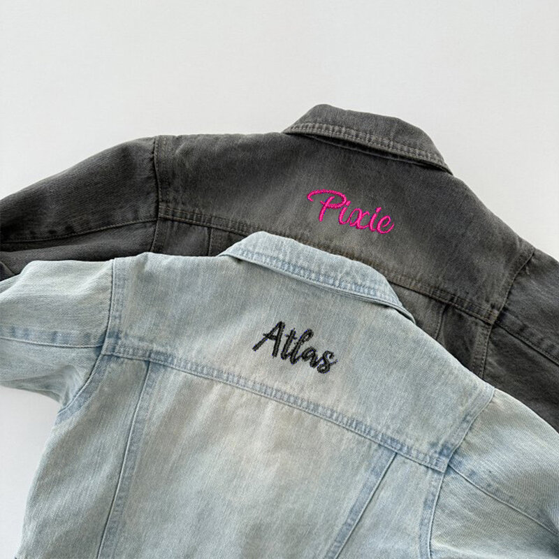 Jaqueta jeans personalizada para crianças, Nome bordado Baby Jean Jacket para crianças, Presentes personalizados do chuveiro do bebê