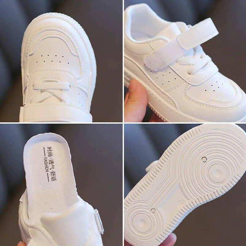 Tenis Sneakers Kids Spring/Autumn New Boys Girls Sports Shoes Casual Board Shoes Leather Soft Soled Children Small White Shoes