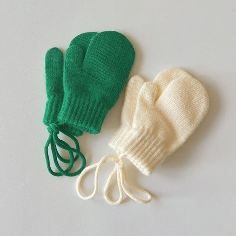 Solid Color Baby Winter Warm Gloves New Cashmere Thickening Baby Mittens Cold Prevention Windproof Soft Gloves Toddler