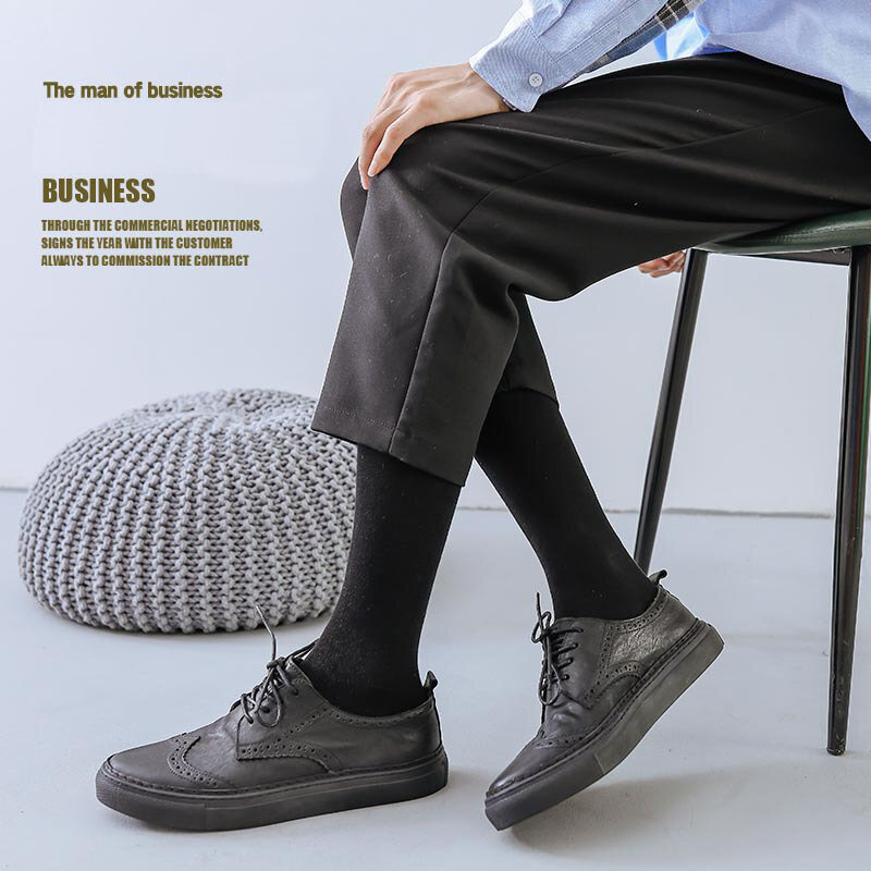 Sokken-calcetines largos de algodón hasta la rodilla para hombre, medias elásticas suaves para vestido de fiesta Formal, marca de negocios, cuatro estaciones