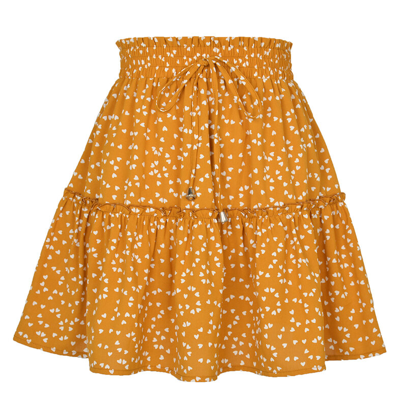 With Frills Women Skirt Autumn Casual Club Daily Female Flower Holiday Home Regular Slight Elasticity Spring Comfy