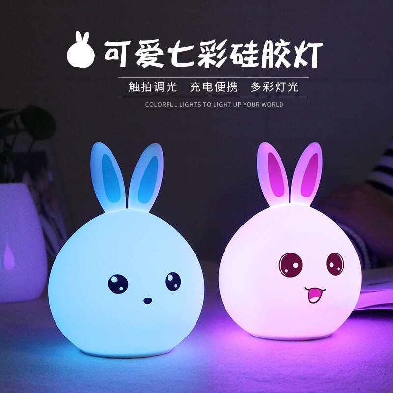Led królik lampka nocna z USB dla dzieci dziecko dzieci prezent kreskówka zwierzęta dekoracyjna lampa nocna sypialnia oświetlenie do salonu WJ914