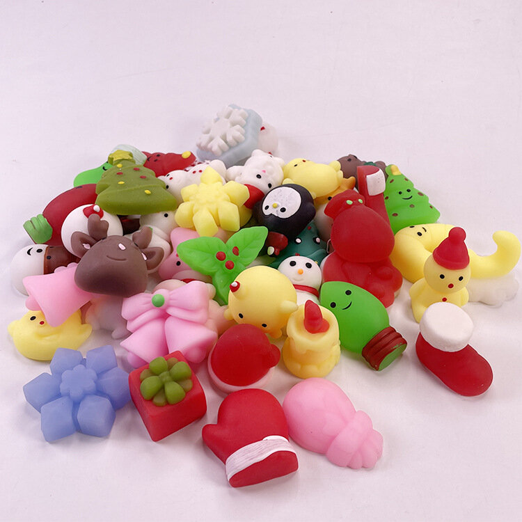 5-50 Stuks Kawaii Kerst Mochi Squishies Speelgoed Santa Claus Sneeuwpop Knijp Stress Reliëf Speelgoed Voor Kinderen Nieuwjaar Kerstcadeau