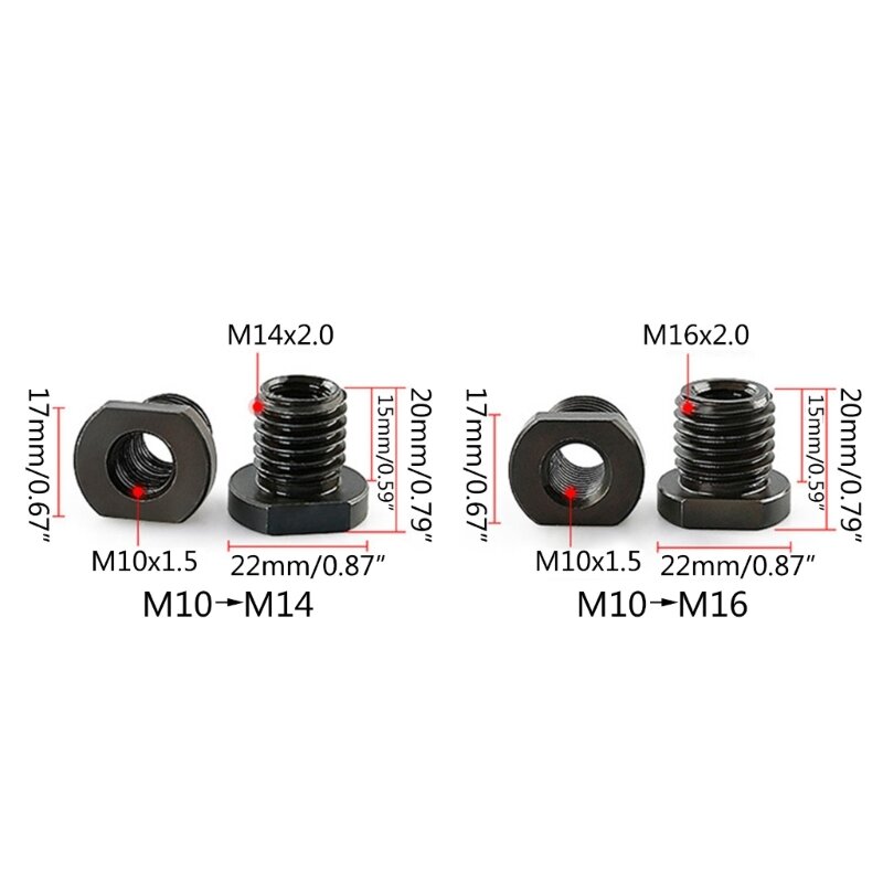 Conversor parafuso profissional M10to M14 para adaptador moedores ângulos 100 tipos