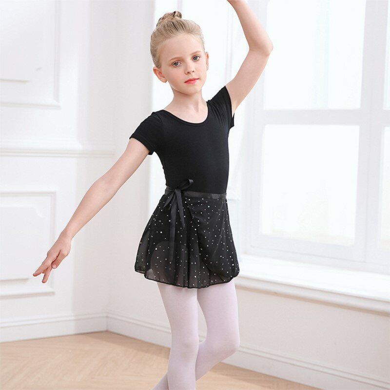 ชุดฝึกบัลเล่ต์แขนสั้นเด็กผู้หญิง, ชุดชุดเดรสเต้นรำบัลเล่ต์ชุดแนบเนื้อยิมนาสติกบัลเลต์ชุดรัดรูป