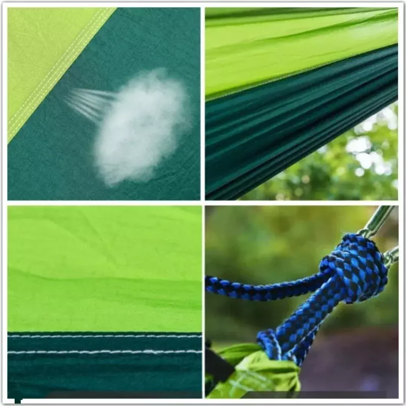 Hamaca portátil ultraligera para acampar al aire libre, hamaca de nailon de colores a juego para dos personas, hamaca de recreación al aire libre, columpio